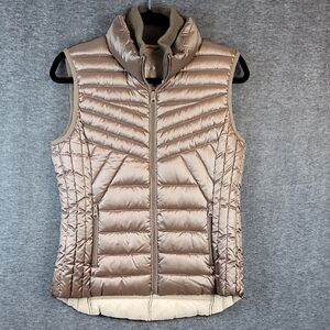 Bernardo Metallic Mocha Goose Down Puffer Vest with Carry Bag Size Small